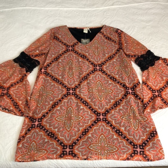 Paper Crane Anthropologie Boho Tunic Paisley Print Dress Size L - Picture 9 of 15